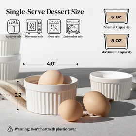 DOWAN porcelain creme brulee ramekins in white for elegant dessert servings