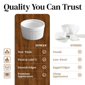 DOWAN porcelain ramekin for baking, classic soft white tableware accent.