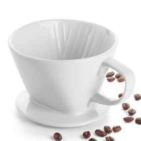 Dowan pour over coffee maker in white, compact ceramic design for rich manual brews.