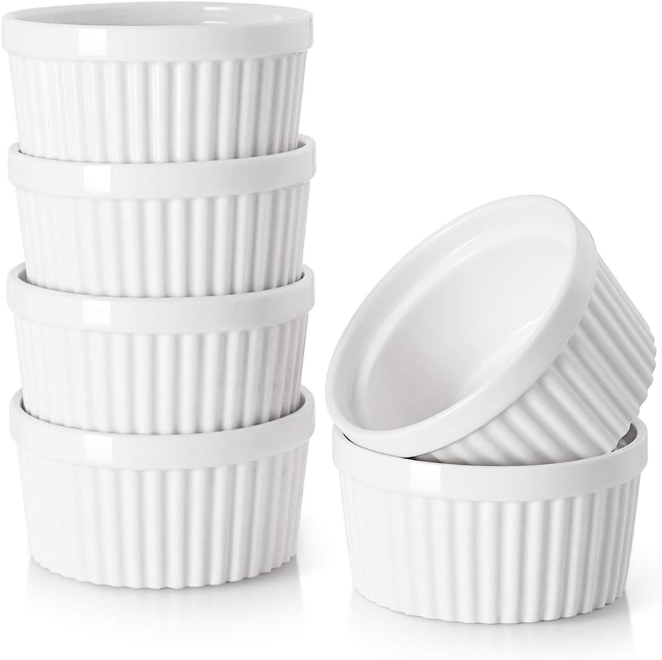 DOWAN 6 oz ramekins for creme brulee, oven safe and perfect for individual servings.