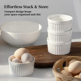 DOWAN glaze-coated ramekins resist stains and simplify cleanup.