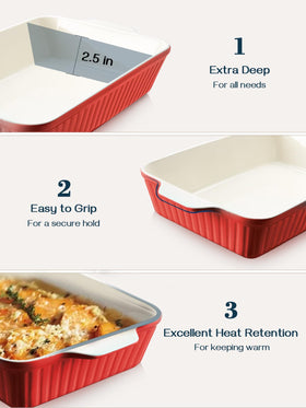 DOWAN rectangular bake dish with handles for easy transport.
