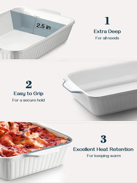 Dowan deep rectangular bakeware ready for oven use.