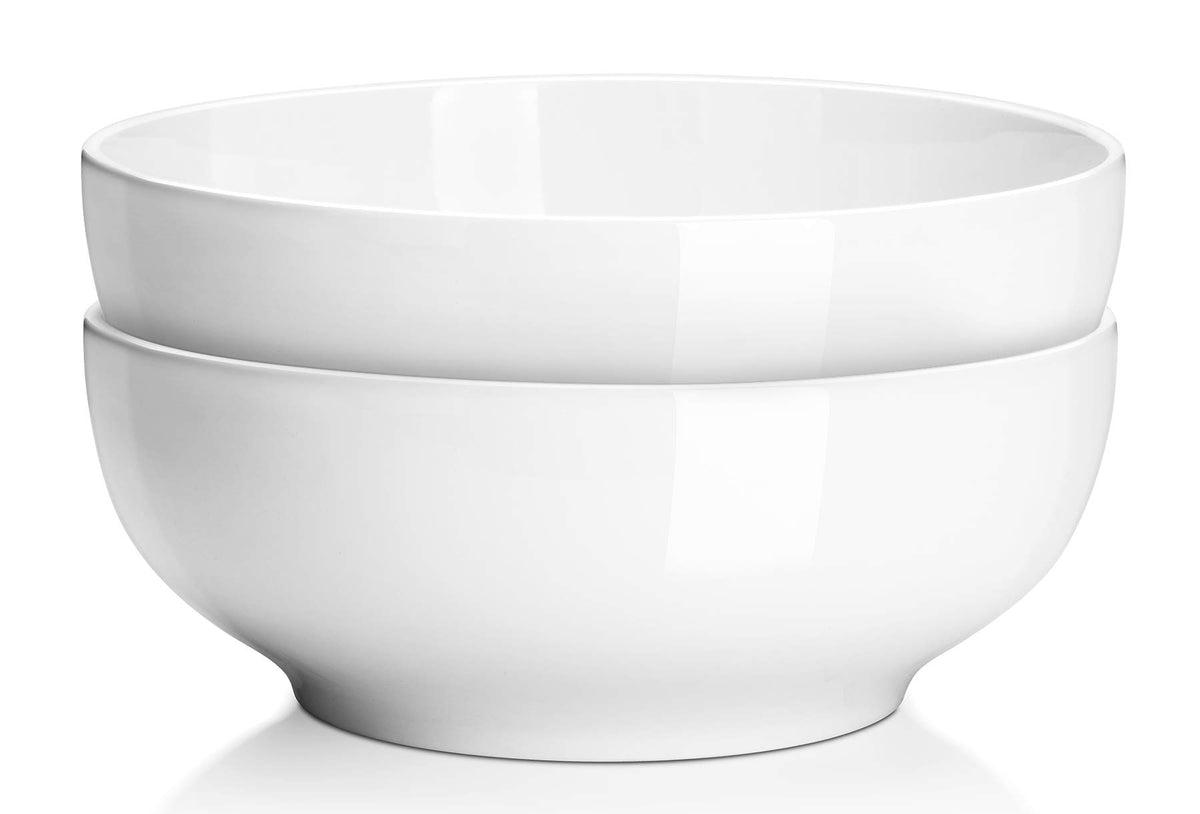 DOWAN 9.5-inch serving bowls ideal for large salads with a crisp white finish.