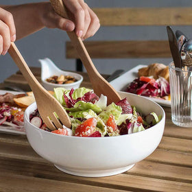 DOWAN deep bone china serving bowl highlighting durability for everyday use.