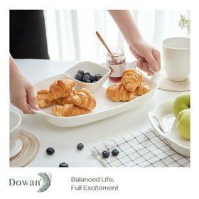 DOWAN porcelain tray with smooth glaze for outdoor dining