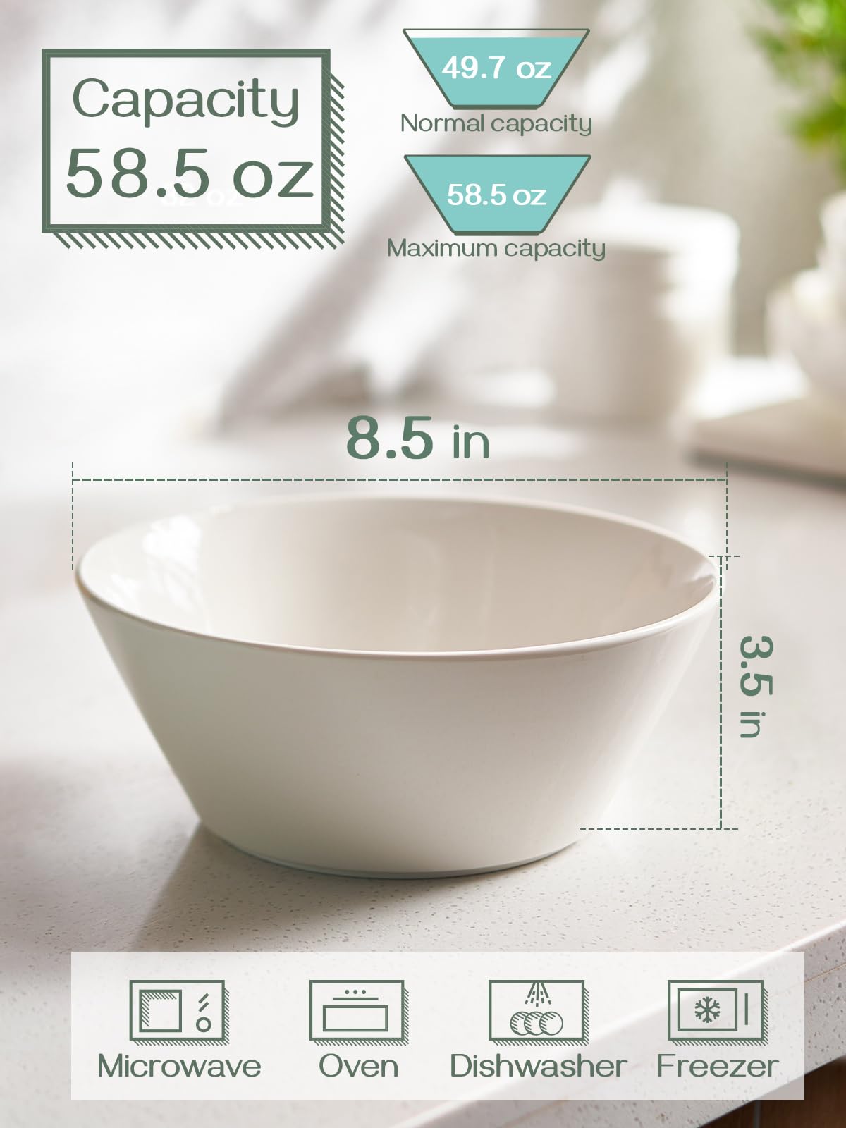 Dowan soft white porcelain bowls on a dining table set for meals