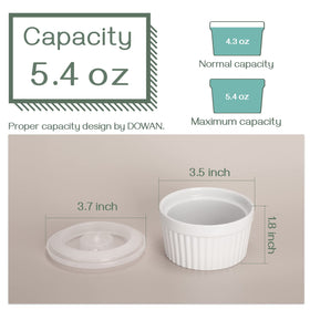 DOWAN soufflé ramekins with covers ideal for individual portions reheating.