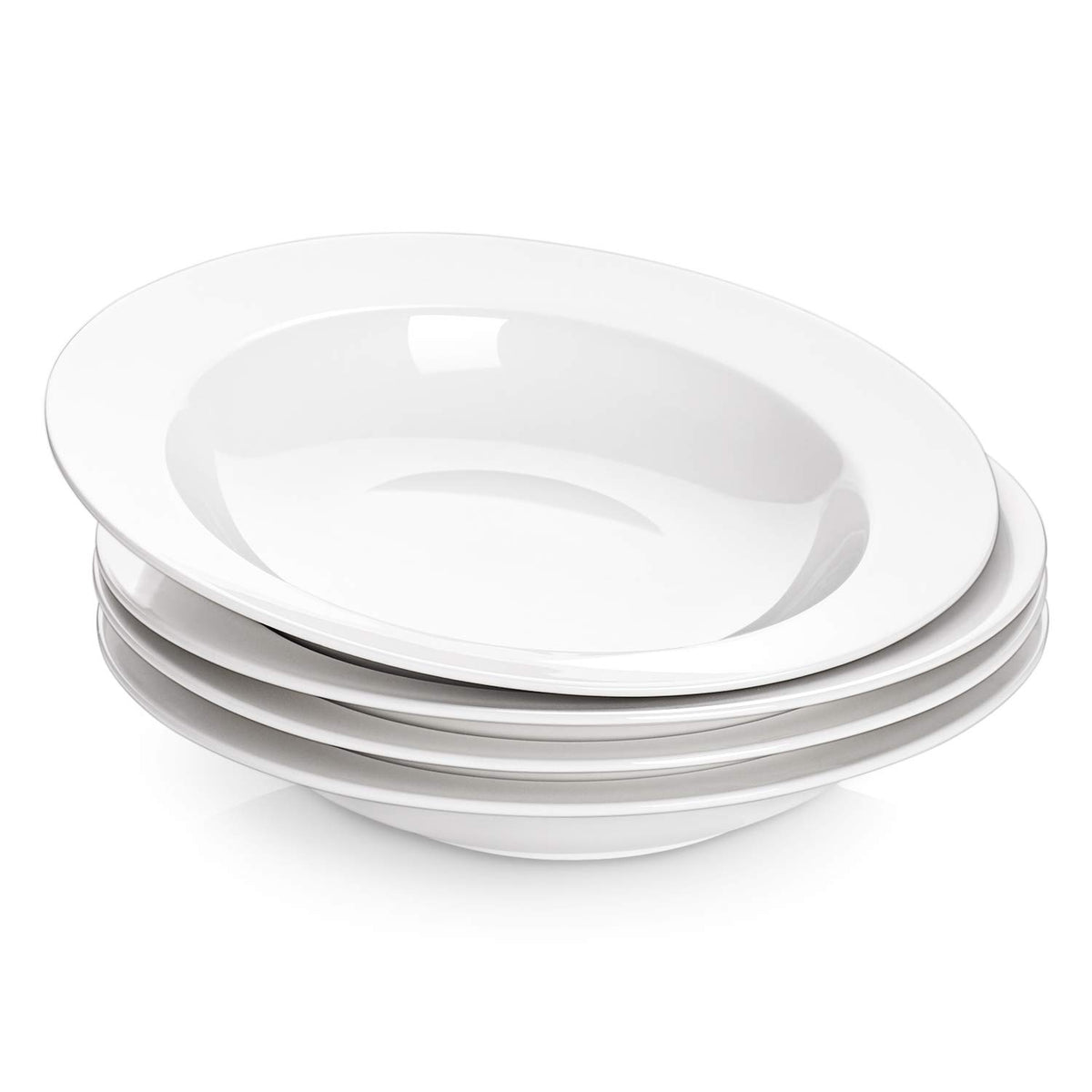 DOWAN soup and pasta bowls set of 4 in white porcelain, ideal for daily meals.
