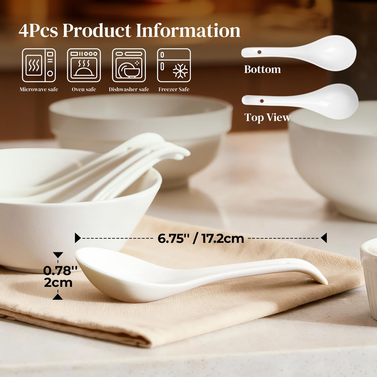 DOWAN dishwasher-safe porcelain spoons for easy cleanup.
