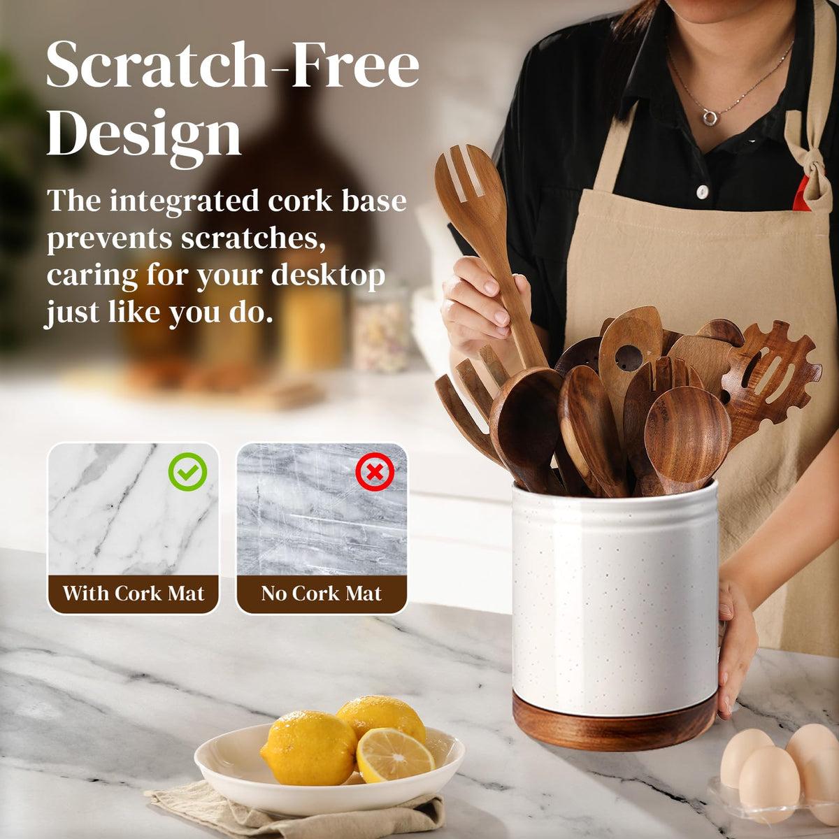 DOWAN speck white ceramic crock adds chic style to any kitchen.