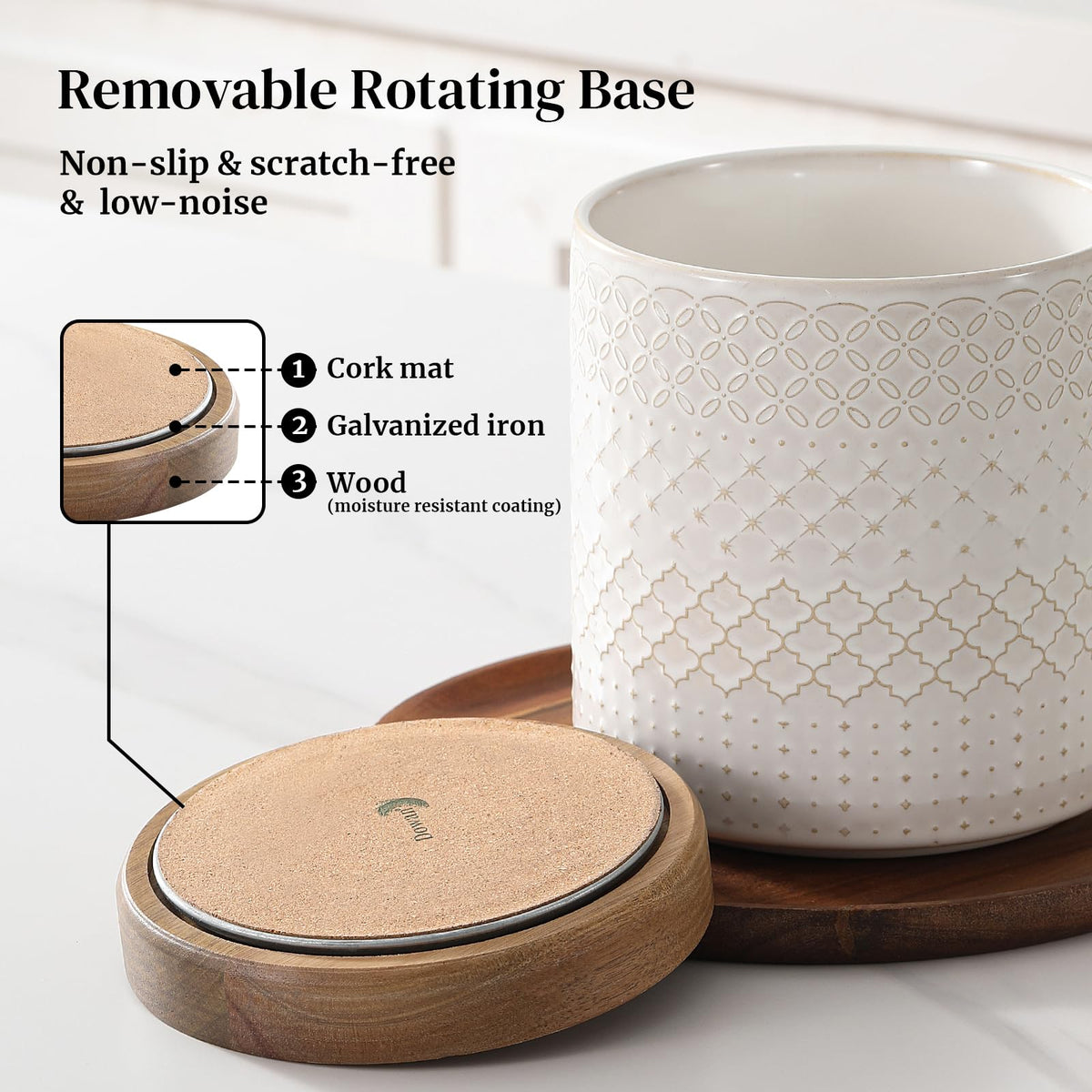 DOWAN ceramic base stays upright thanks to a weighted bottom.