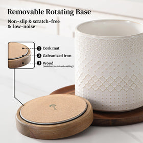DOWAN ceramic base stays upright thanks to a weighted bottom.