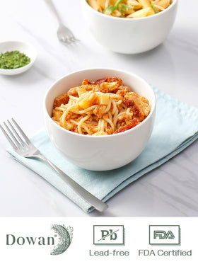 DOWAN stackable bowls save cabinet space while staying sturdy and easy to store.