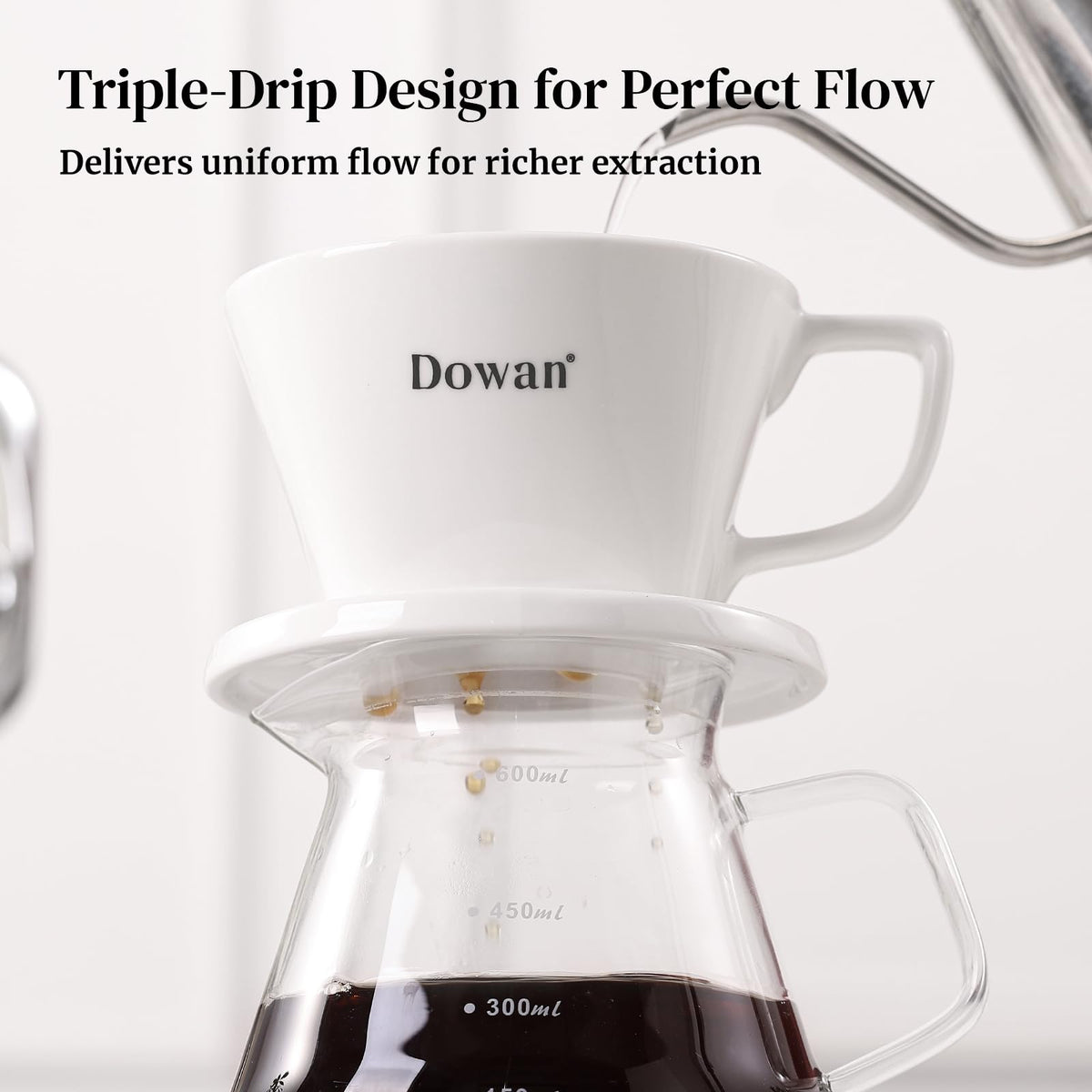 DOWAN three-hole drip design concentrates flow for balanced extraction