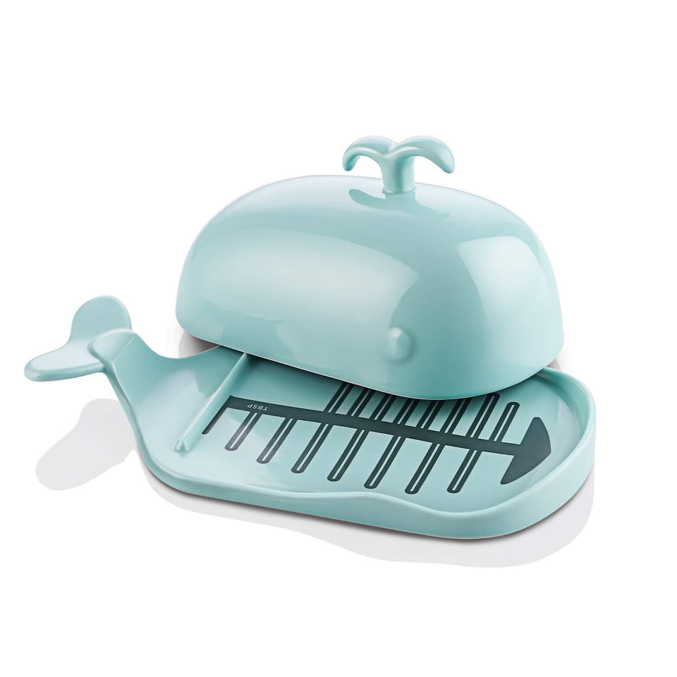 DOWAN Whale Butter Dish turquoise with lid adds elegance and portion control.