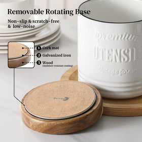 DOWAN white ceramic utensil crock used as a multifunction storage piece