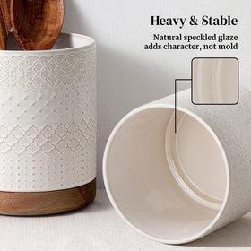 DOWAN white embossed design adds farmhouse charm to the kitchen.