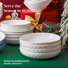 DOWAN elegant white bowl with wave décor for any table