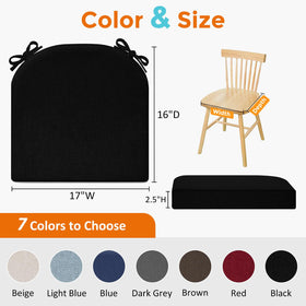 Downluxe 17x16x2.5-inch cushion fits most dining chairs comfortably