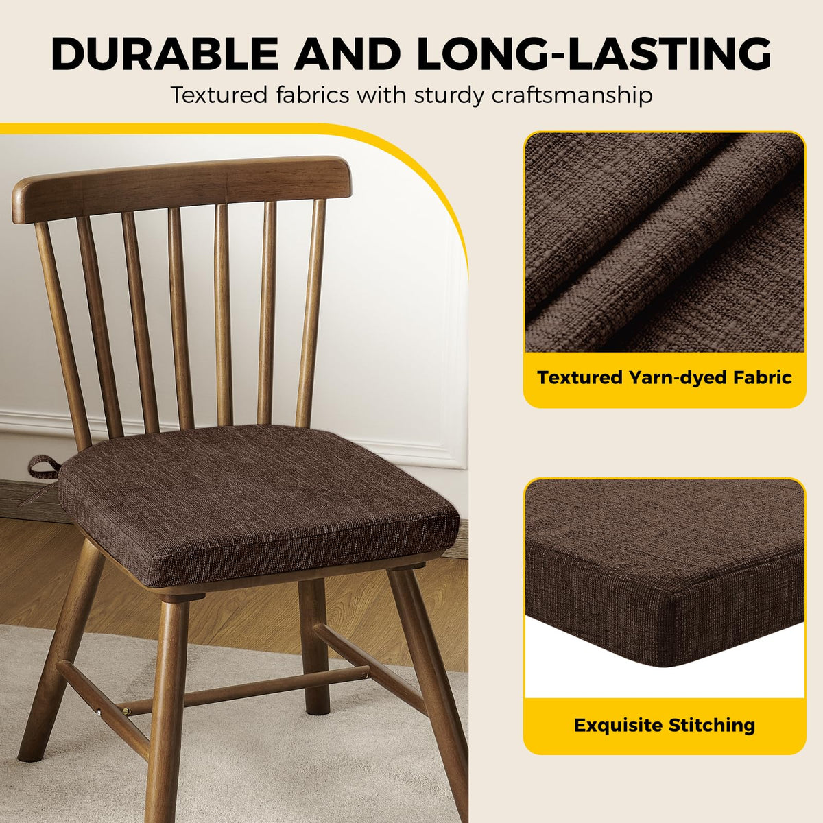 Downluxe back view demonstrates generous padding from top to seat for long use.