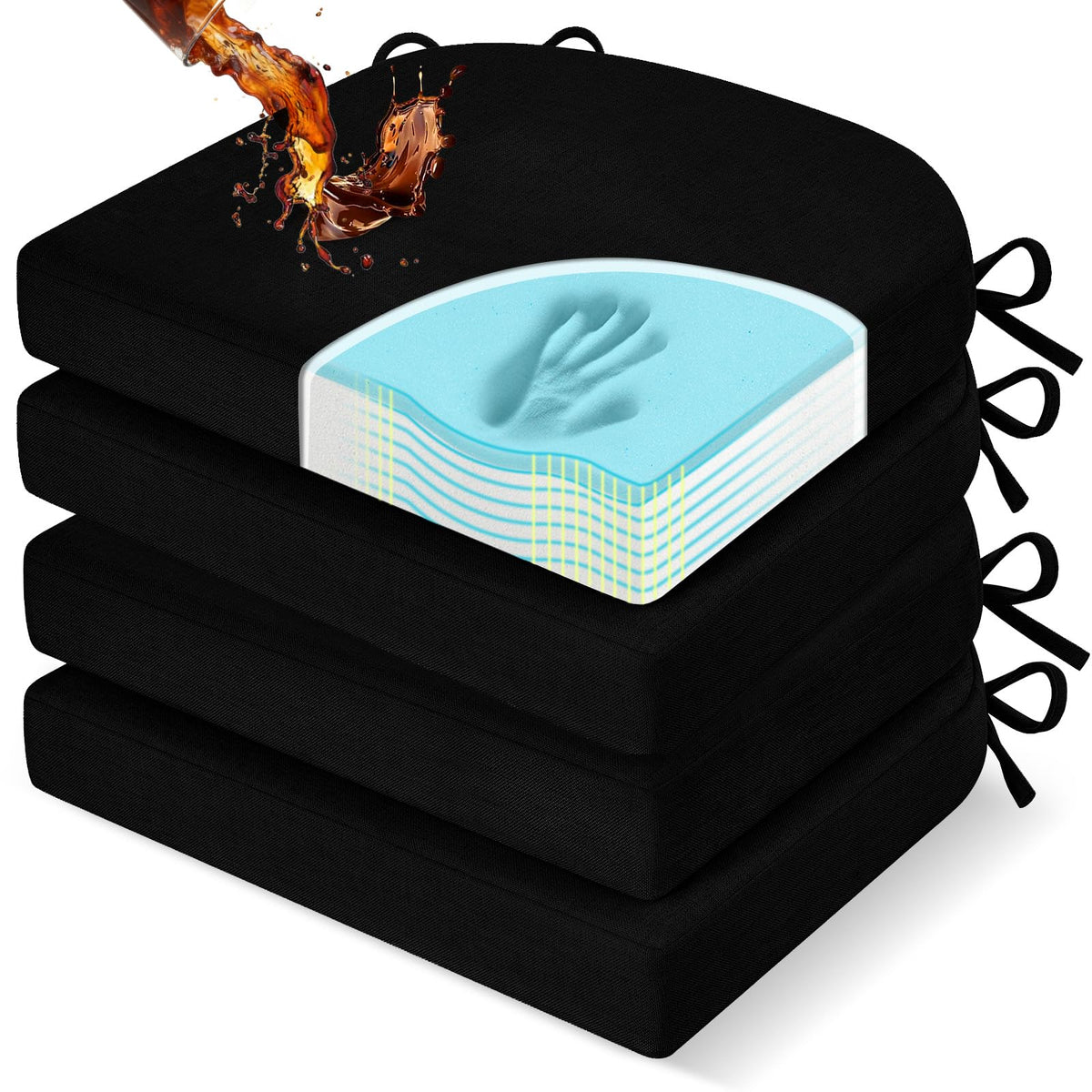 Downluxe chair cushion with memory foam layer provides comfortable support for long meals