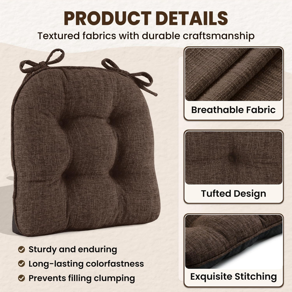 15.5 by 15.5 inch Downluxe chairs cushions fit most chairs