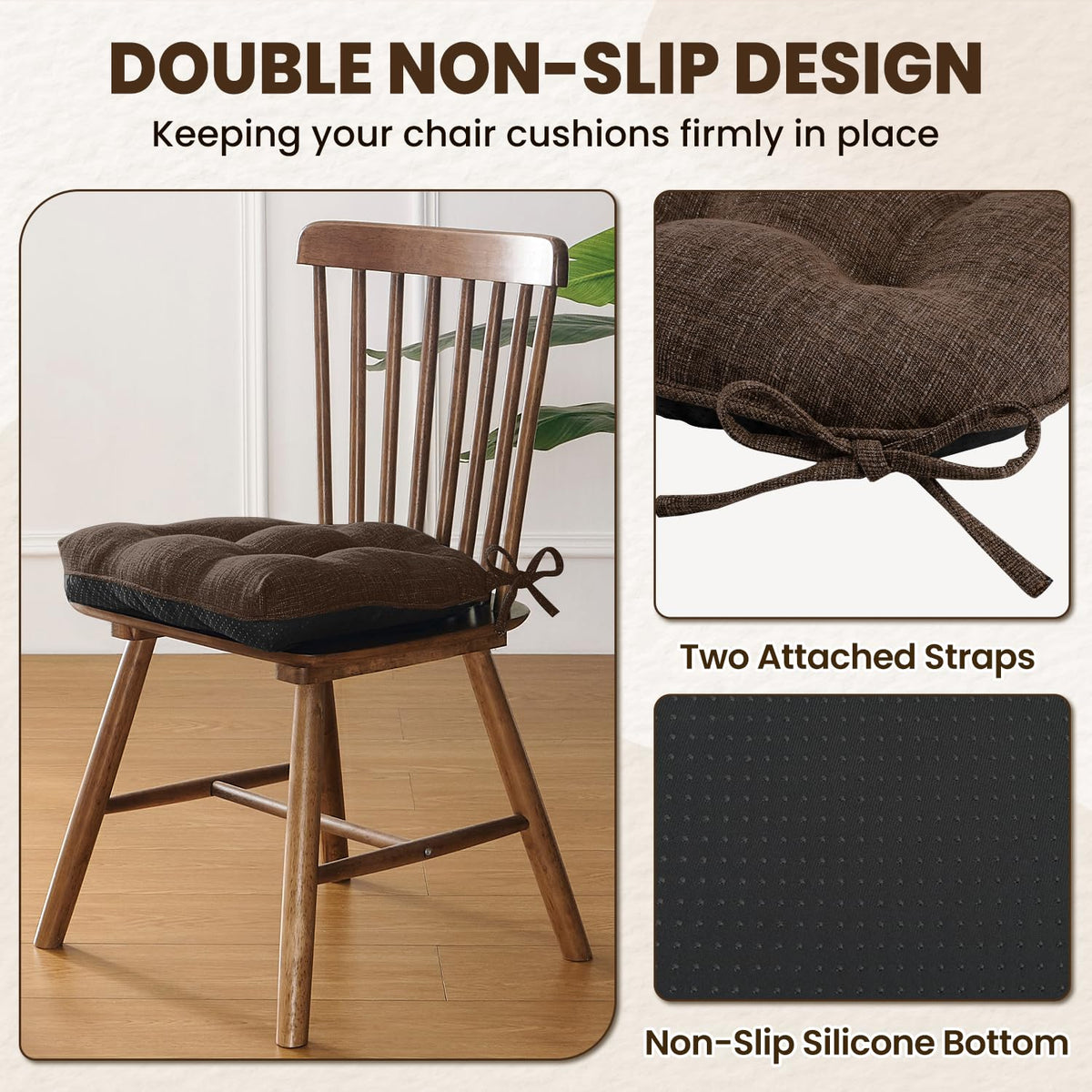 Foam-filled padding from Downluxe supports back and tailbone