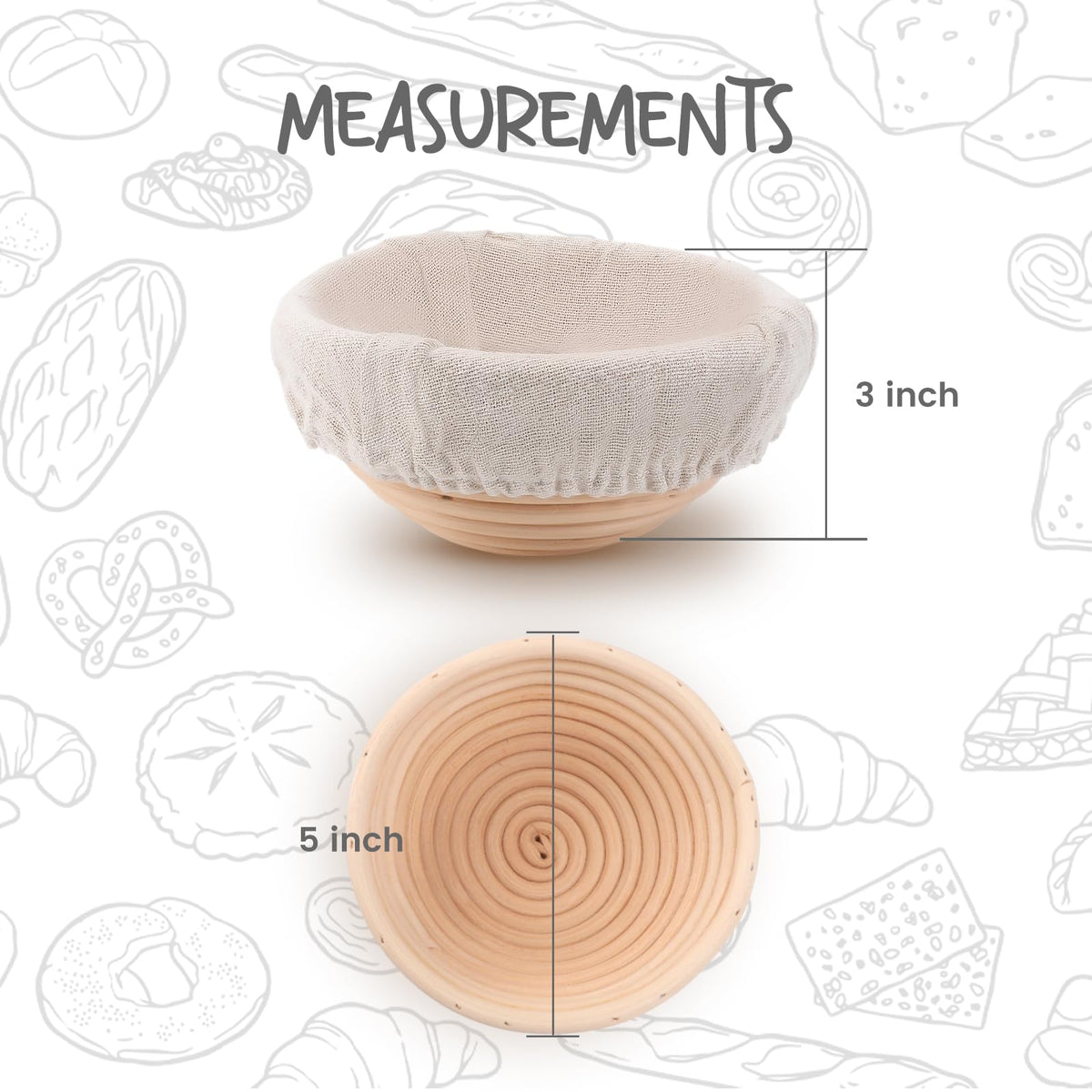 DOYOLLA bread proofing basket in use on a flour-dusted surface