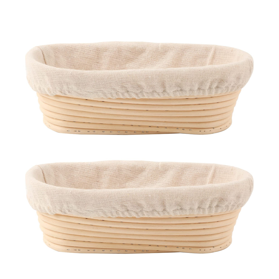 DOYOLLA bread proofing basket oval 10-inch set of two for artisan sourdough proofing.