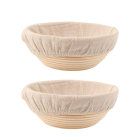 DOYOLLA bread proofing baskets 8.5-inch round with natural rattan texture for authentic shaping.