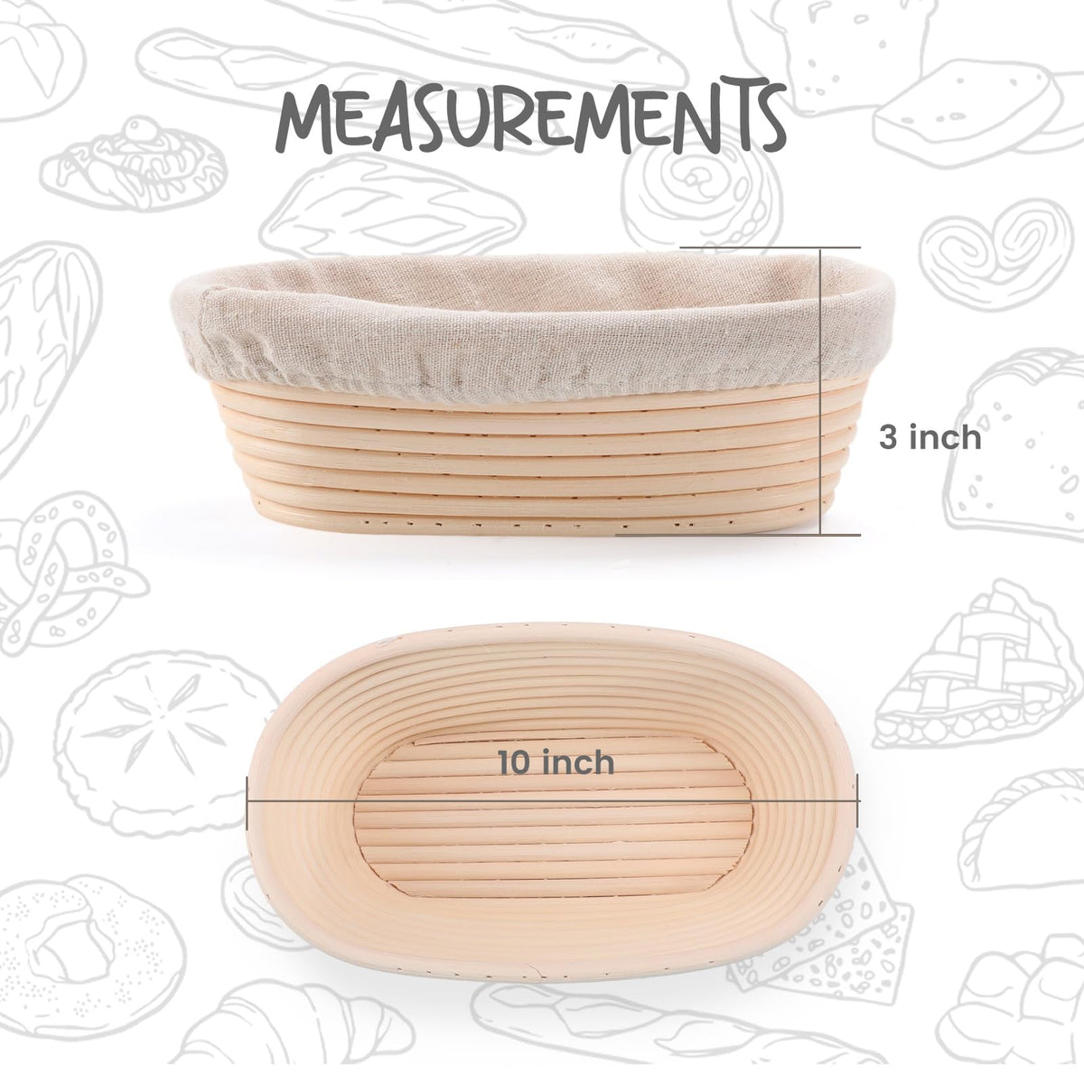DOYOLLA natural rattan bread proofing basket showcases rustic texture during proofing.