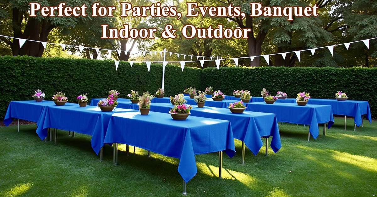 Dozobeede indoor-outdoor event setup with blue disposable cover.