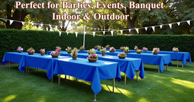 Dozobeede indoor-outdoor event setup with blue disposable cover.