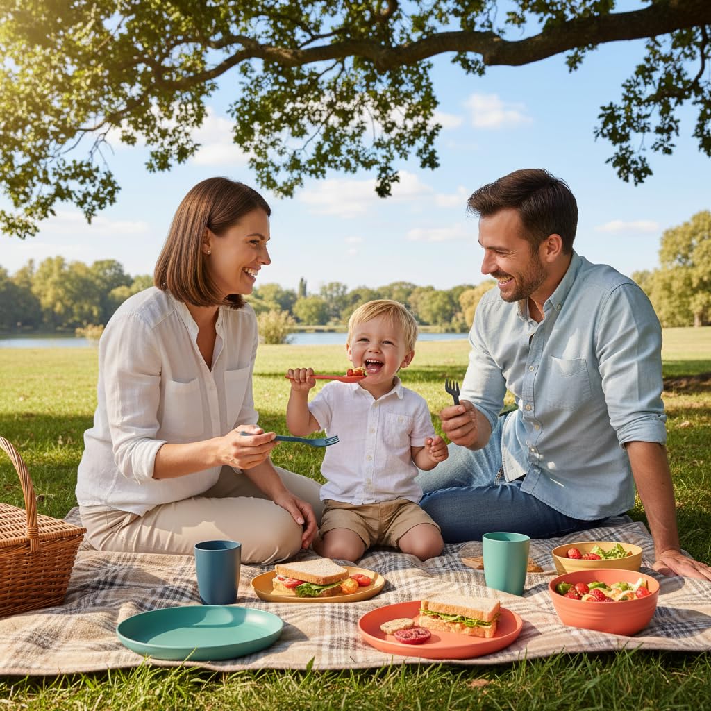 DQELFA blue spoon enhances kid-friendly utensil sets for home dining.