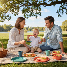 DQELFA blue spoon enhances kid-friendly utensil sets for home dining.