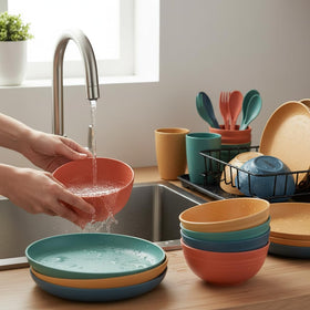 DQELFA wheat straw bowls are unbreakable and ideal for kids' meals.