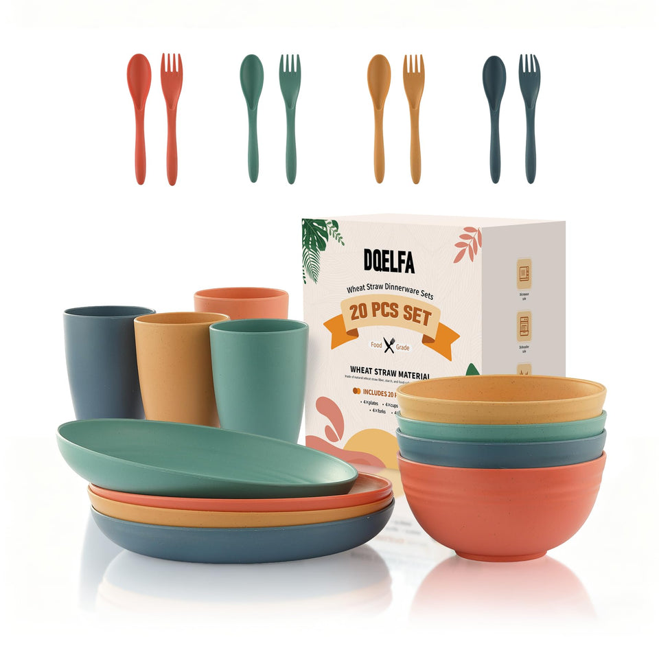 DQELFA wheat straw plates provide lightweight, kid-friendly mealtime convenience.