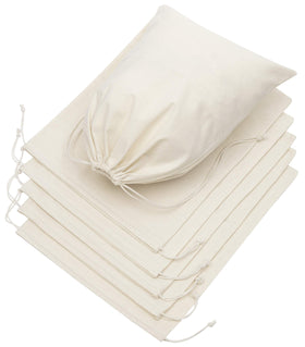 DR bags 12x16 muslin drawstring bag front view for organized storage