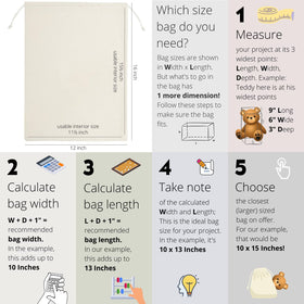 DR six-pack muslin bags in beige for bulk storage and organization