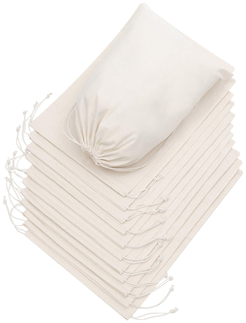 DR cotton muslin bag front view for breathable clothing storage.