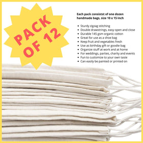 DR cotton muslin bag interior close-up shows durable stitching and airy fabric.