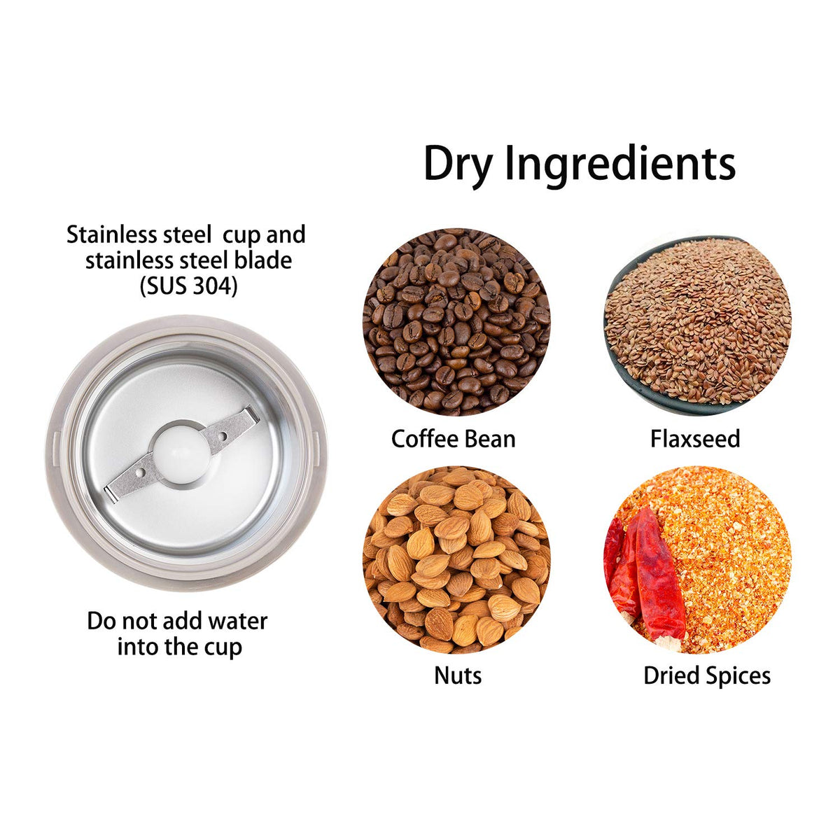 DR MILLS DM-7441W blade-and-cup stainless steel design for durability and easy cleaning.