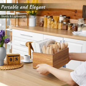 DRASTAR Acacia wood texture adds natural warmth and durability to your table.