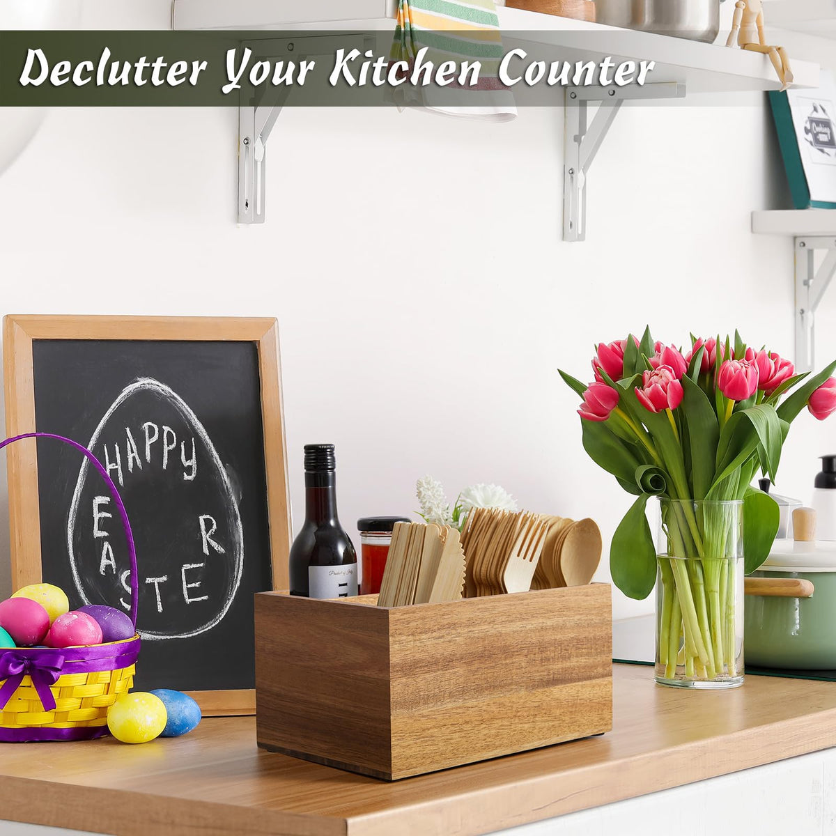DRASTAR Divider slots keep spoons, forks, and knives neatly separated.