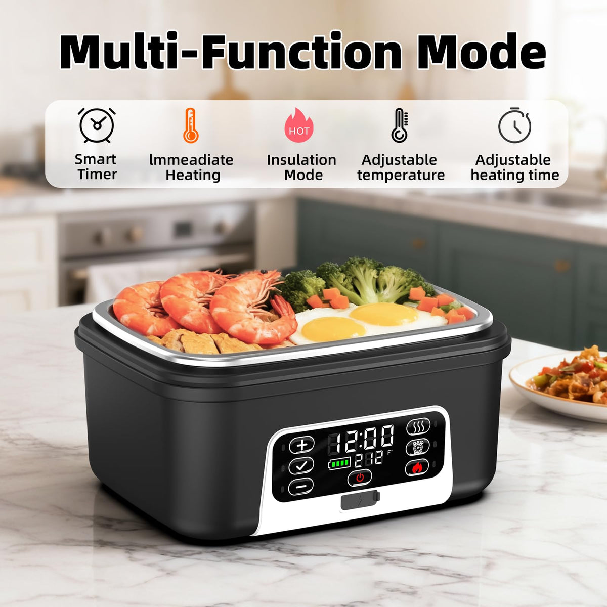 Drafin 360-degree heating ensures even warming of diverse dishes.