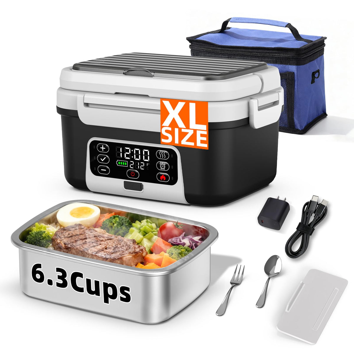 Drafin XL lunch box front view highlighting its 6.3-cup capacity for hearty meals.