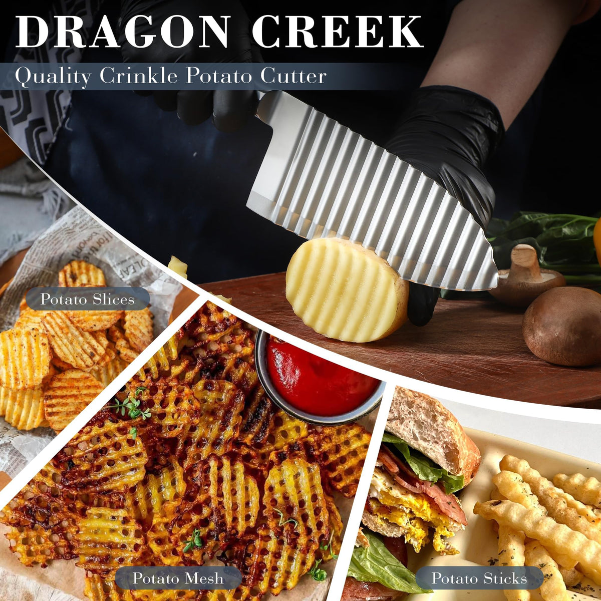 Dragon Creek Crinkle Cutter ergonomic handle for comfortable, precise slicing.