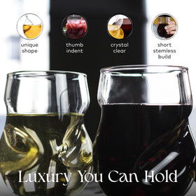 Dragon Glassware stemless wine glasses gift packaging, ideal for gifting wine lovers.