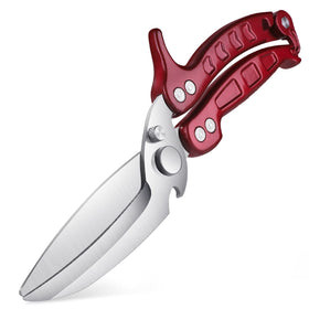 Dragon Riot heavy duty poultry shears blade closeup for precise meat cuts